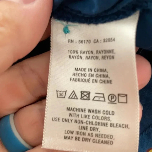 Maeve Anthropologie Women's Teal Blue Tunic Flowy Blouse Long Sleeve Size 4 - Picture 9 of 10